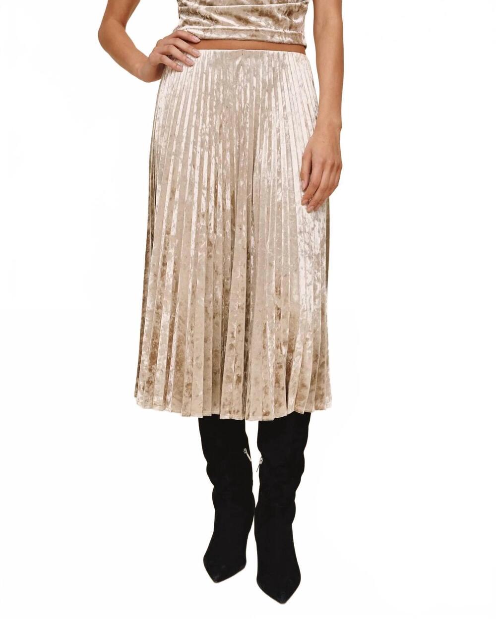NEW BELLA DAHL velvet pleated skirt in mocha